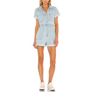 Show Me Your Mumu 'Cannon' Blue Distressed Romper Size XS - NWT